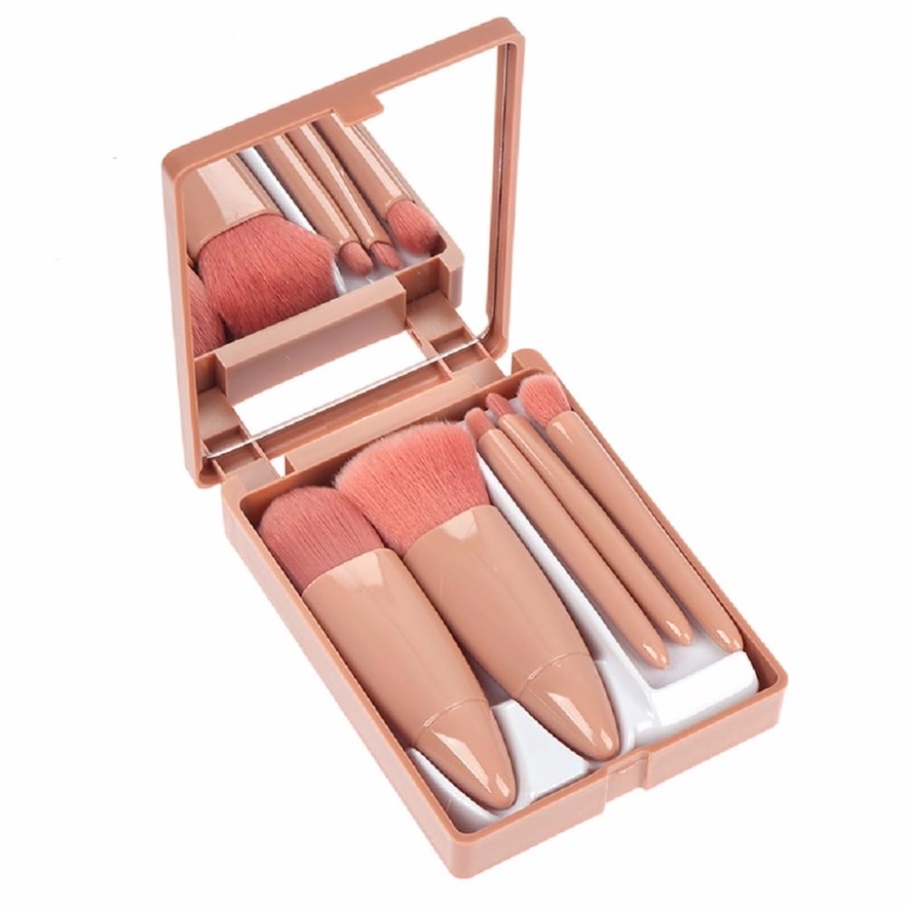 Nude Blush Compact Mirror and Brush Set